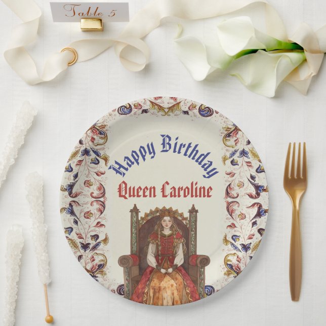 Prato De Papel Aniversário da Rainha da Renascença Medieval (Casamento)