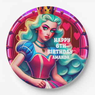 Prato De Papel Aniversário da Rainha dos Corações 3D