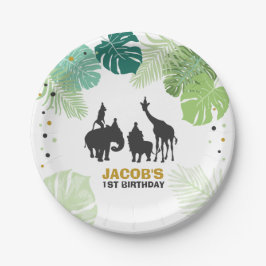 Prato De Papel Aniversário da selva Papéis Safari Zoo