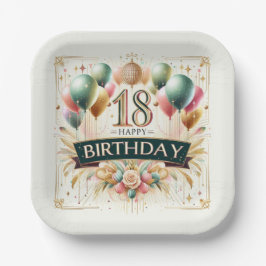 Prato De Papel Aniversário de 18 anos