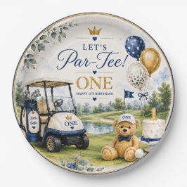 Prato De Papel Aniversário de 1 ano de golfe com carrinho de golf