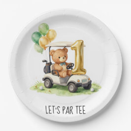 Prato De Papel Aniversário de 1 ano de golfe Vamos Par-Tee