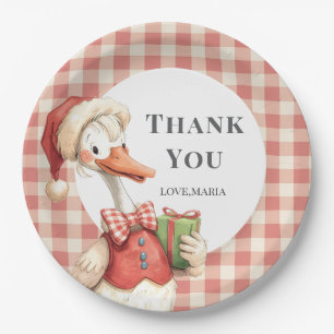 Prato De Papel Aniversário de 1 ano do Tonto Pato de Natal Vermel