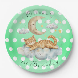 Prato De Papel Aniversário de 1 ano personalizável