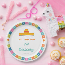 Prato De Papel Aniversário de 1rua do Fiesta Cactus mexicano