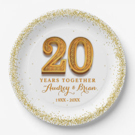Prato De Papel Aniversário de 20 Personalizado
