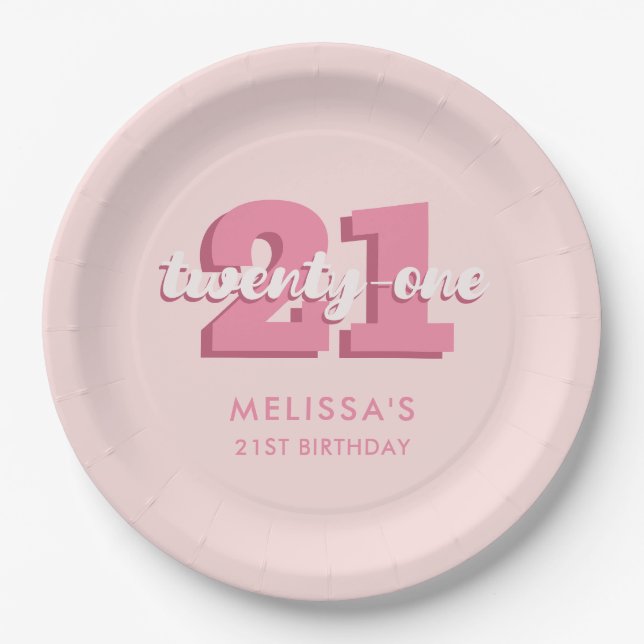 Prato De Papel Aniversário de 21 anos (Frente)