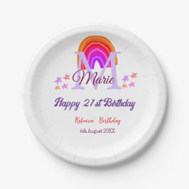 Prato De Papel Aniversário de 21 anos cor-de-rosa feliz adiciona