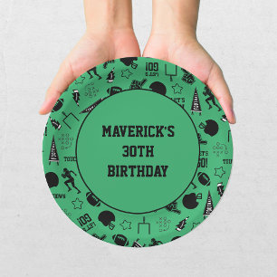 Prato De Papel Aniversário de 30 anos do American Football Green