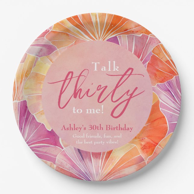 Prato De Papel aniversário de 30 anos fala 30 comigo (Frente)