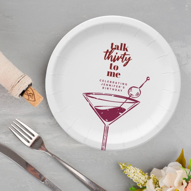 Prato De Papel aniversário de 30 anos Fale 30 Para Mim, Coquetel  (Criador carregado)