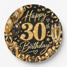 Aniversário de 30 anos tema Preto e Dourado