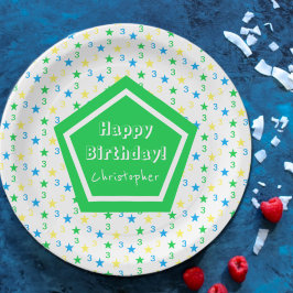 Prato De Papel Aniversário de 3 anos de Garras Coloridas