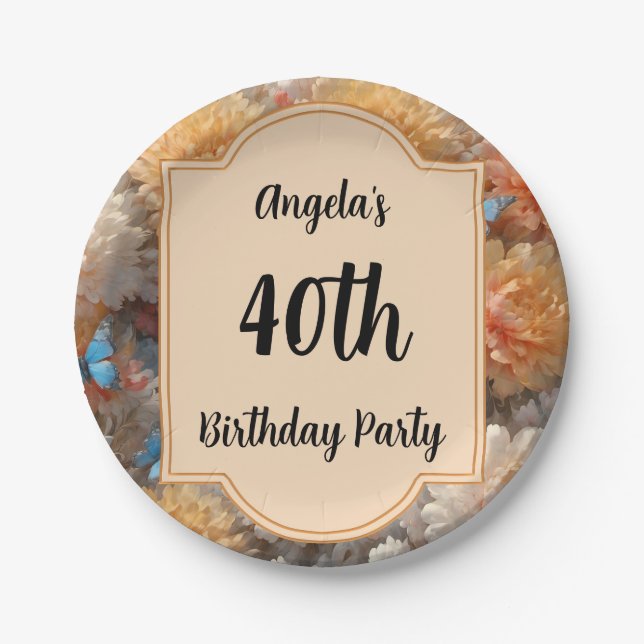 Prato De Papel aniversário de 40 anos (Frente)