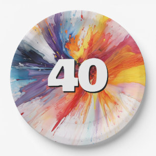 Prato De Papel aniversário de 40 anos Paint Blast