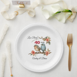 Prato De Papel Aniversário de 40 anos Personalizado