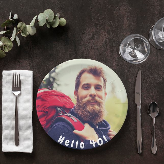 Prato De Papel aniversário de 40 anos personalizado saudação de f (Criador carregado)