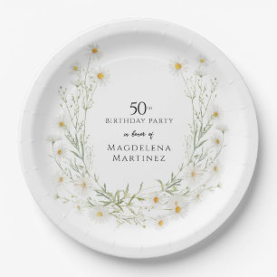 Prato De Papel Aniversário de 50 anos Dália Personalizada do Mês