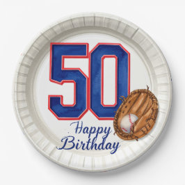 Prato De Papel Aniversário de 50 anos de beisebol 