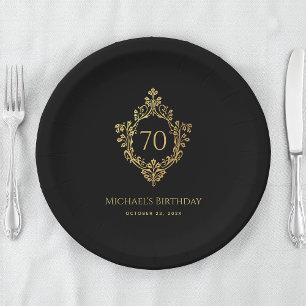 Prato De Papel Aniversário de 70 anos do homem elegante Crest pre