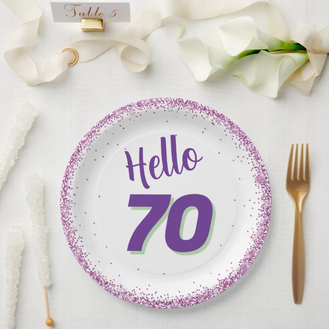 Prato De Papel Aniversário de 70 anos ou Qualquer Idade (Casamento)