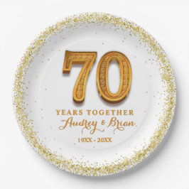 Prato De Papel Aniversário de 70 Personalizado