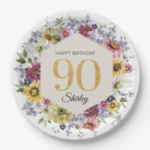 Aniversário de 90 anos Personalizado Wildflower