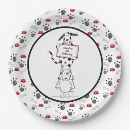 Prato De Papel Aniversário de Acrobatas de Cães Fofos Personaliza