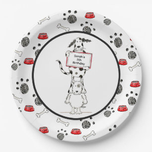 Prato De Papel Aniversário de Acrobatas de Cães Fofos Personaliza