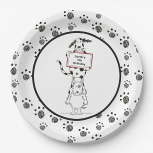Prato De Papel Aniversário de Acrobatas de Cães Fofos Personaliza