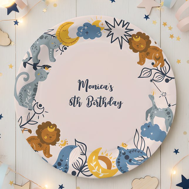 Prato De Papel Aniversário de animais celestiais (Criador carregado)