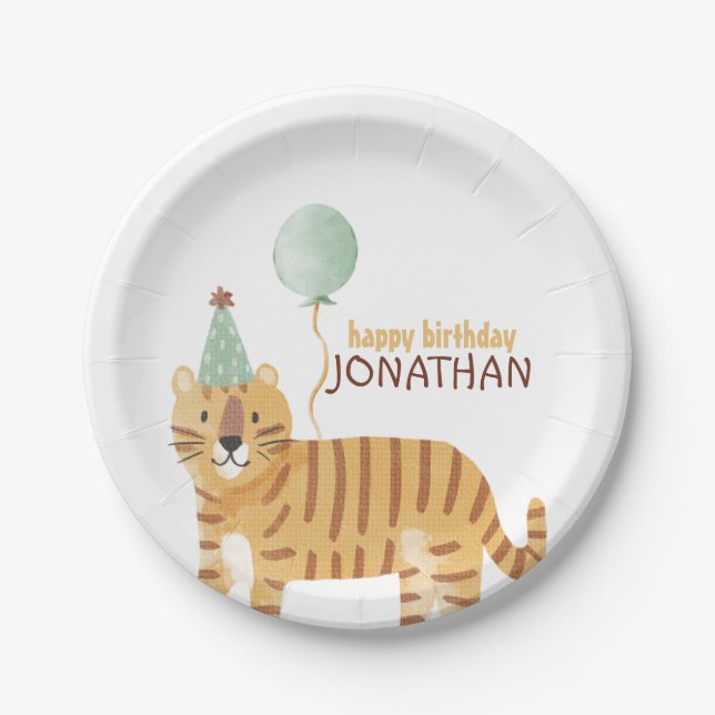 Prato De Papel Aniversário de Animais Selvagens Cutes (Frente)