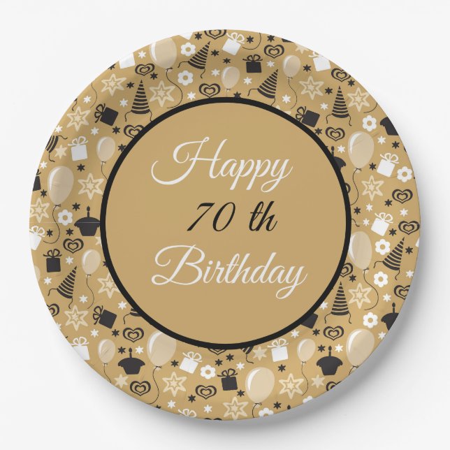 Prato De Papel Aniversário de Ano Personalizado (Frente)