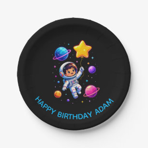 Prato De Papel Aniversário de Astronauta Explorador Espacial Pers
