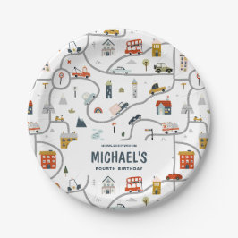 Prato De Papel Aniversário de Automóveis de Cidade Personalizada