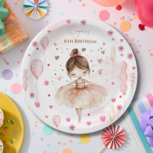 Aniversário de bailarina e balões, cor-de-rosa, e