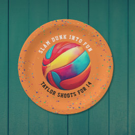 Prato De Papel Aniversário de Basquete All-Star do Esporte Laranj