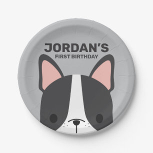 Prato De Papel Aniversário de Cãozinho Francês