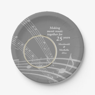 Prato De Papel Aniversário de Casamento de Silver 25 de Foto da M