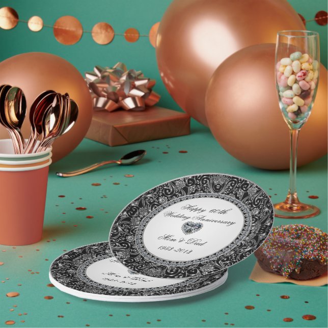 Prato De Papel Aniversário de Casamento do Diamante Negro Onyx (Múltiplo)