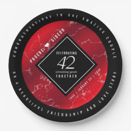 Prato De Papel Aniversário de Casamento do Elegante 42º Jasper