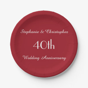 Prato De Papel Aniversário de casamento vermelho das placas de