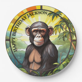 Prato De Papel Aniversário de Chimpanzé Africano