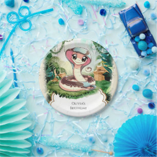 Prato De Papel Aniversário de Cobra mágica infantil