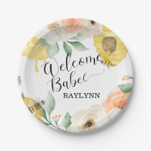 Prato De Papel Aniversário de criança, abelha de mel, Placa de 