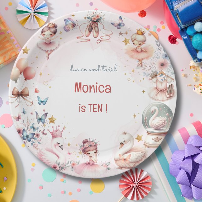 Prato De Papel Aniversário de criança dançarina de ballet fofa da (Criador carregado)