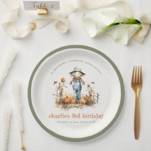 Prato De Papel Aniversário de criança De Colheita De Abóbora Chic