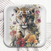 Aniversário de criança de Cubo de Tigre Selvagem d