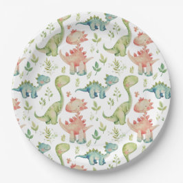 Prato De Papel Aniversário de criança de dinossauros de brincadei