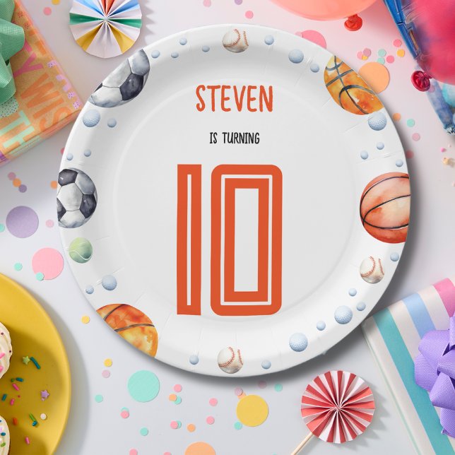 Prato De Papel Aniversário de criança de esportes de esferas (Criador carregado)